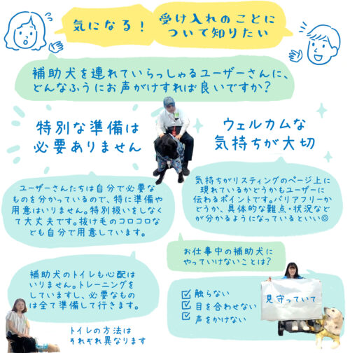 グラフィックレコーディング(グラレコ):able@Tokyo「Service Animals and Travel」補助犬と旅行 補助犬ユーザーへの声のかけ方