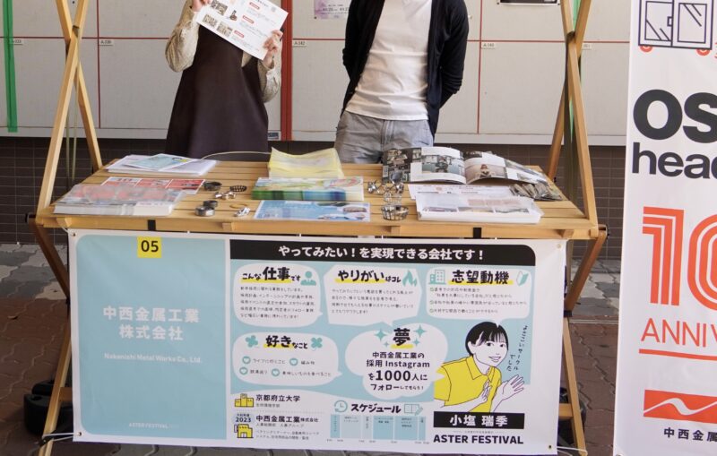 ASTERフェス2024 中西金属工業株式会社のブースに、プロフィールシートが掲示されている様子