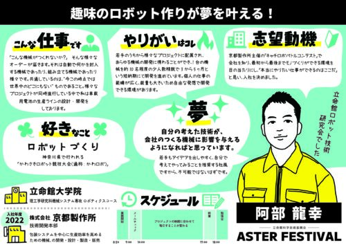 似顔絵イラストのプロフィールシート:株式会社京都製作所|立命館科学技術振興会 ASTERフェス2024