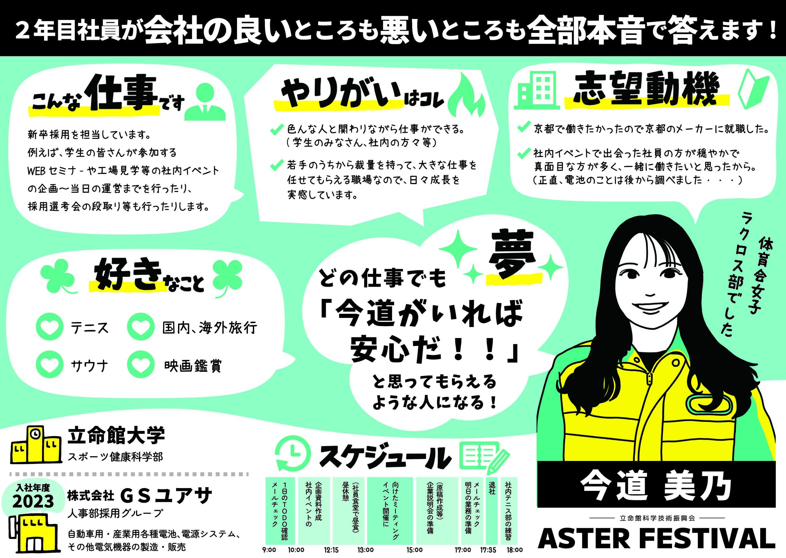 似顔絵イラストのプロフィールシート:株式会社GSユアサ|立命館科学技術振興会 ASTERフェス2024