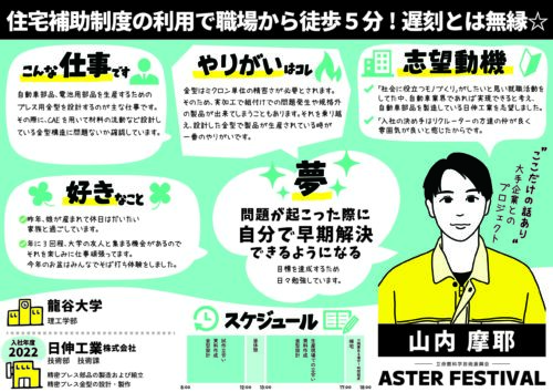 似顔絵イラストのプロフィールシート:株式会社日伸工業|立命館科学技術振興会 ASTERフェス2024