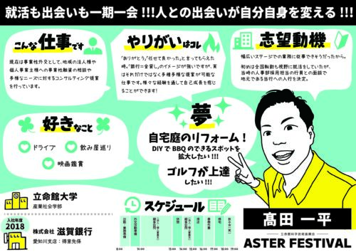 似顔絵イラストのプロフィールシート:株式会社滋賀銀行|立命館科学技術振興会 ASTERフェス2024