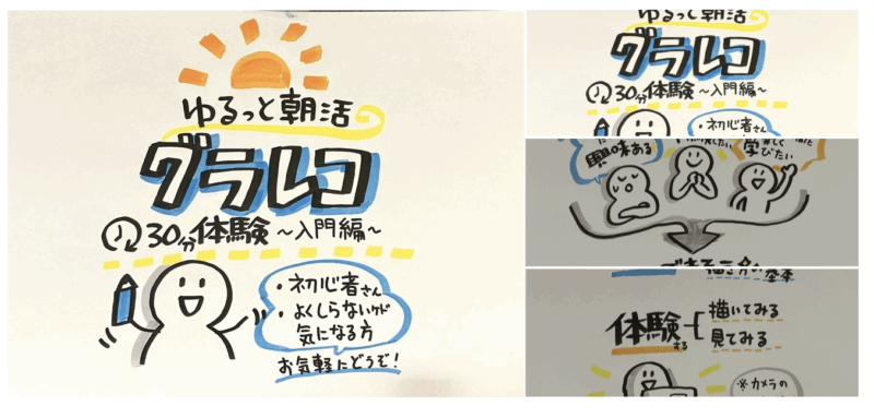 オンライン グラレコ講座 の案内。ゆるっと朝活グラレコの紹介