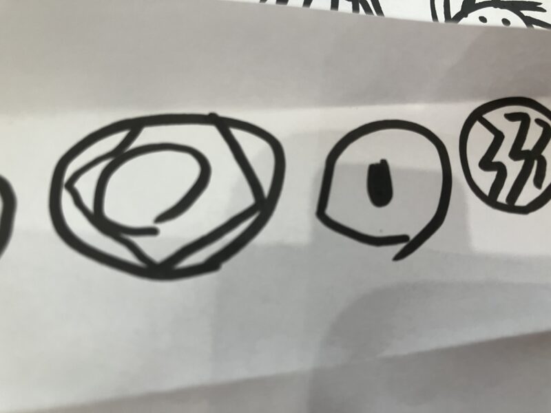 小学生向けグラレコ講座 の練習。丸を大きく描いたところ