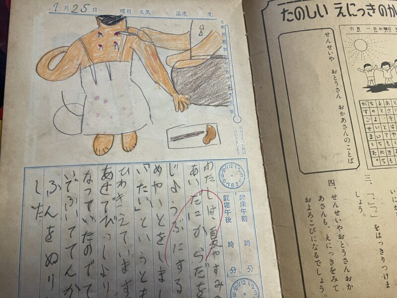昭和の絵日記 のページと、「たのしいえにっきのかきかた」の解説ページ